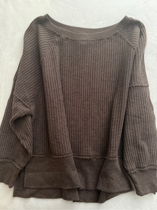 American Eagle Outfitters Sweaters - American Eagle Outfitters Chocolate Brown Waffle-Knit Pullover